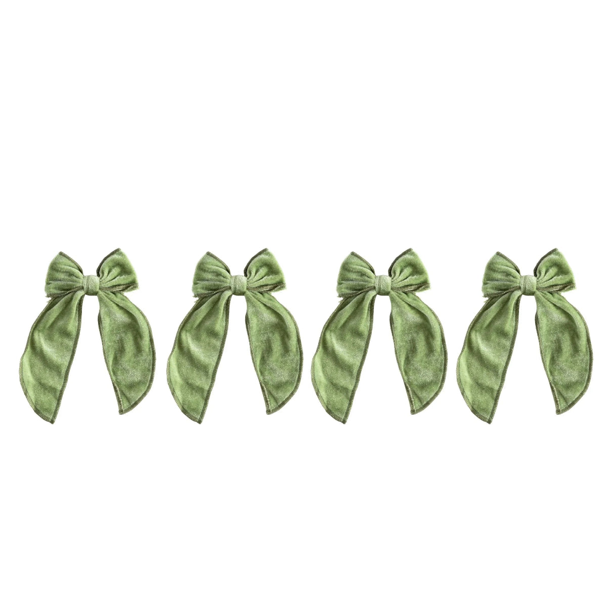 mondocherry - Luxe and Beau | small velvet bow | moss green - set 4