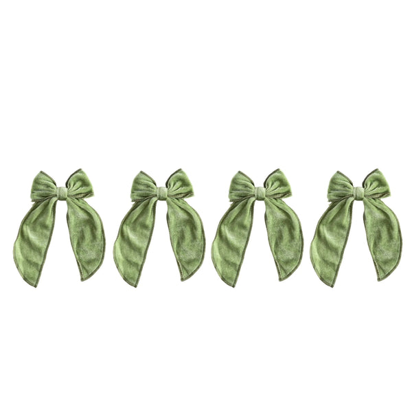 mondocherry - Luxe and Beau | small velvet bow | moss green - set 4