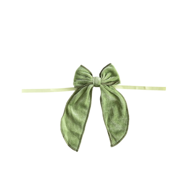 mondocherry - Luxe and Beau | small velvet bow | moss green