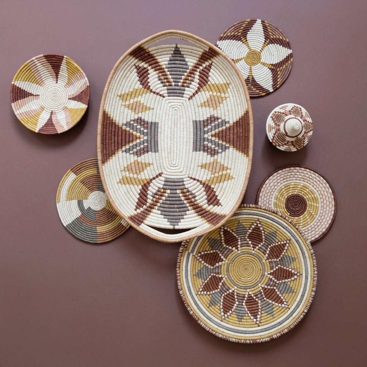 mondocherry - "Flower Burst" woven bowl cultivate - wall decor - display