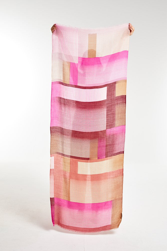 mondocherry - mapoesie | optique wool scarf | rose flash