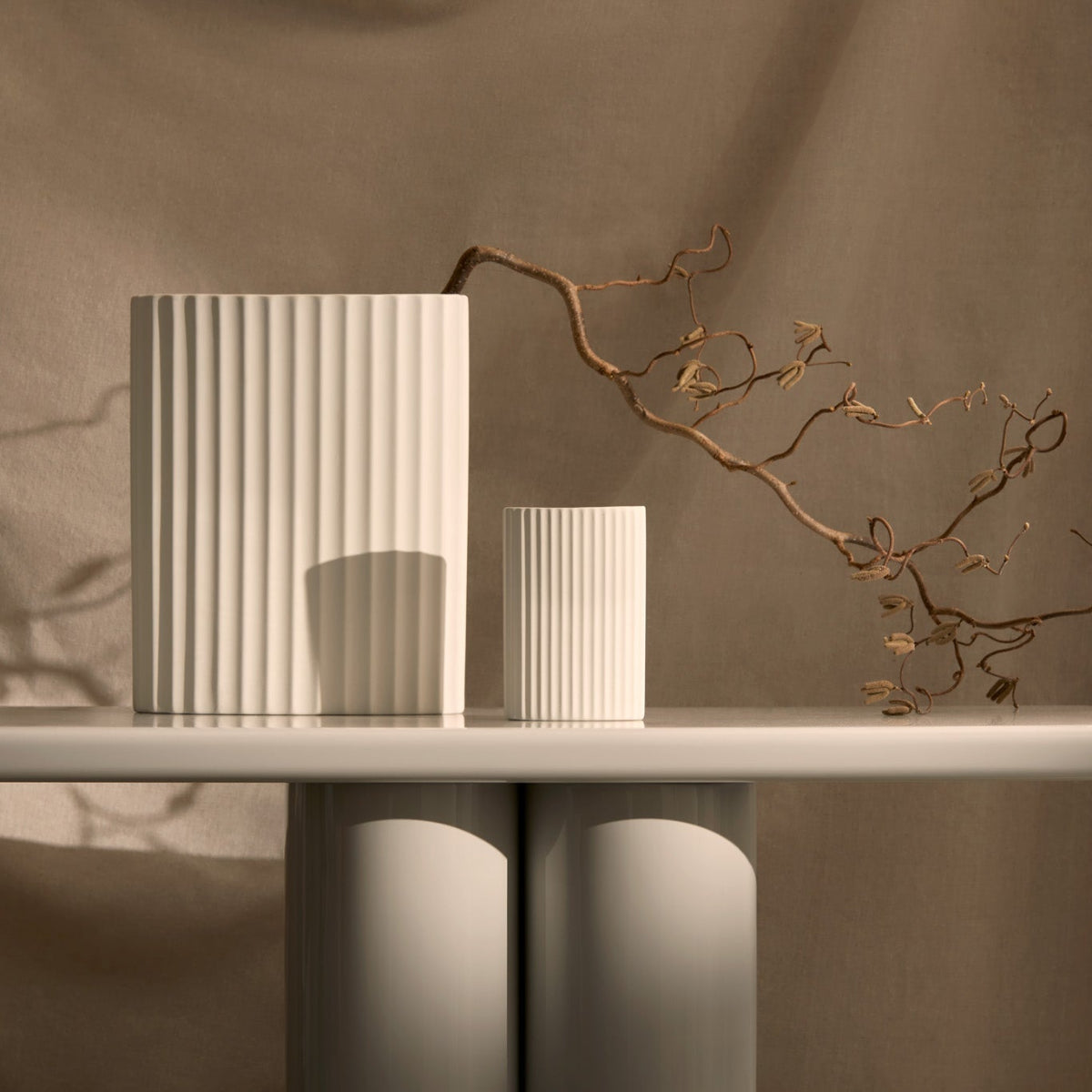 Marmoset Found | ripple oval ceramic vase | snow | small - table