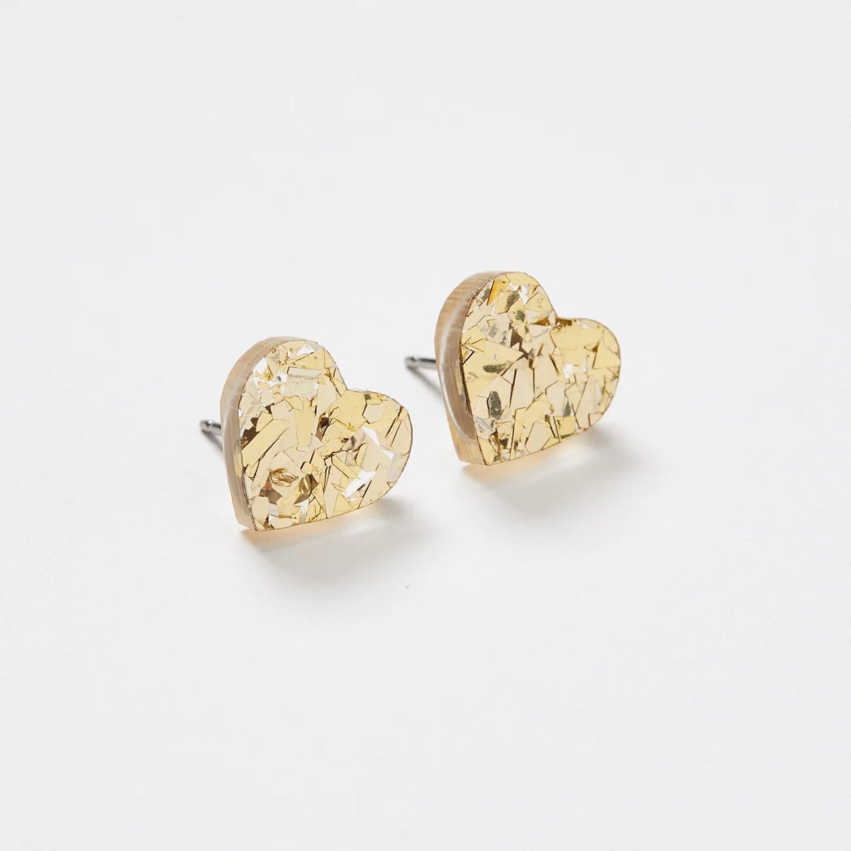 mondocherry - Martha Jean | heart stud earrings | gold - side
