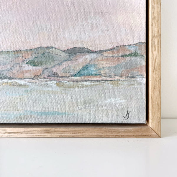 mondocherry - "Hopeful Dawn" - acrylic on canvas framed wall art - close