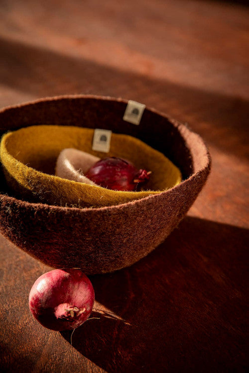 mondocherry - Muskhane | plain felt bowl | large | mahogany - stack