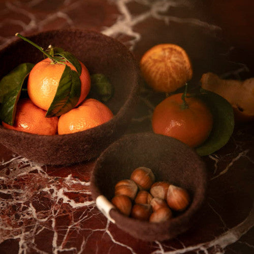 mondocherry - Muskhane | plain felt bowl | small | mahogany - food