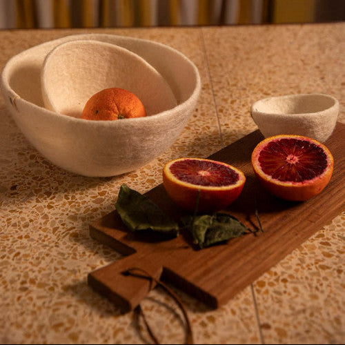 mondocherry - Muskhane | plain felt bowl | large | natural - kitchen