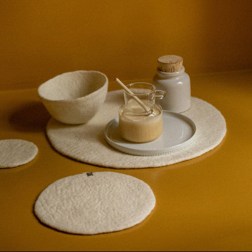 mondocherry - Muskhane | plain felt bowl | medium | natural - set