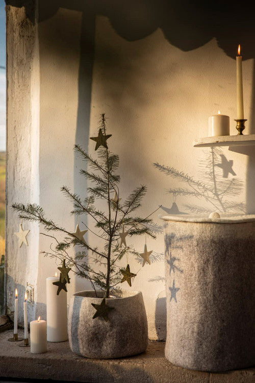Muskhane | bicolour felt calabash | light stone natural | high - christmas