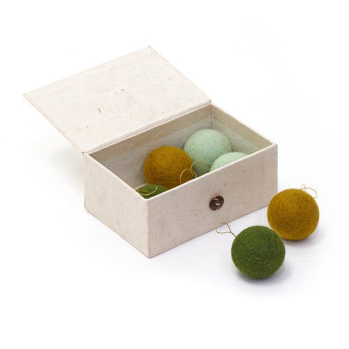 mondocherry - Muskhane | felt Christmas baubles | harmony olive