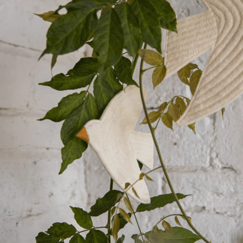 mondocherry - Muskhane | felt bird trio wall hanging | natural - tree