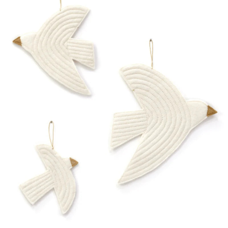 mondocherry - Muskhane | felt bird trio wall hanging | natural