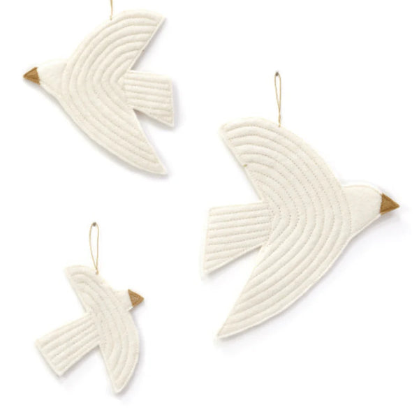 mondocherry - Muskhane | felt bird trio wall hanging | natural