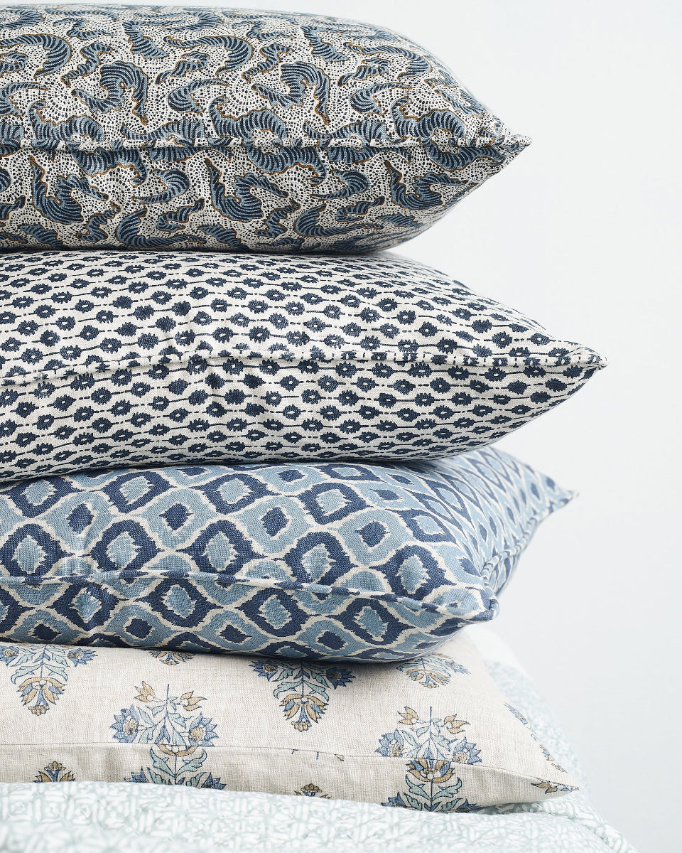 Walter G Siam Indian Teal linen cushion — supplier gallery view 4