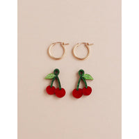 mondocherry - Wolf and Moon | cherry hoop earrings - separate