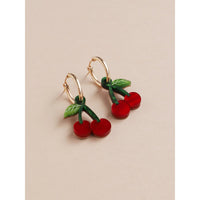 mondocherry - Wolf and Moon | cherry hoop earrings - side