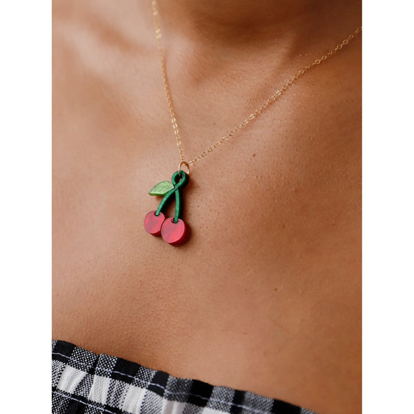 mondocherry - Wolf and Moon | cherry necklace - wear close