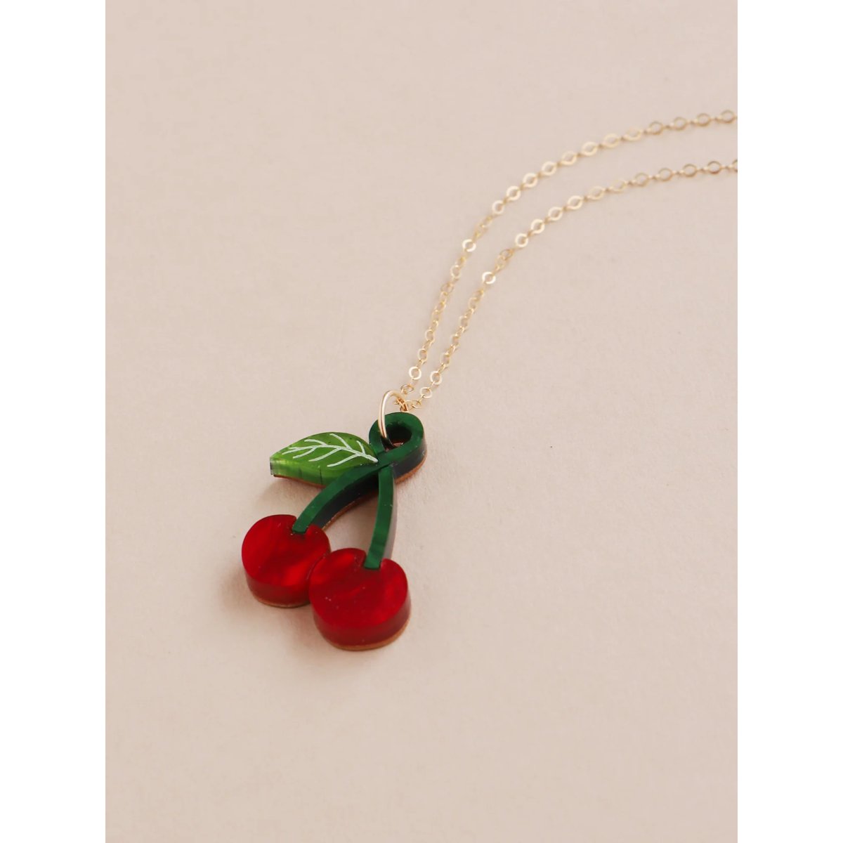 mondocherry - Wolf and Moon | cherry necklace - close