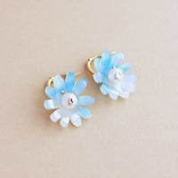 mondocherry - Wolf and Moon | daisy hoop earrings | baby blue - side