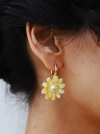 mondocherry - Wolf and Moon | daisy hoop earrings | honey - close