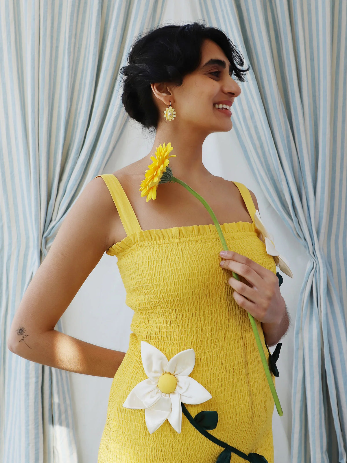 mondocherry - Wolf and Moon | daisy hoop earrings | honey - wear