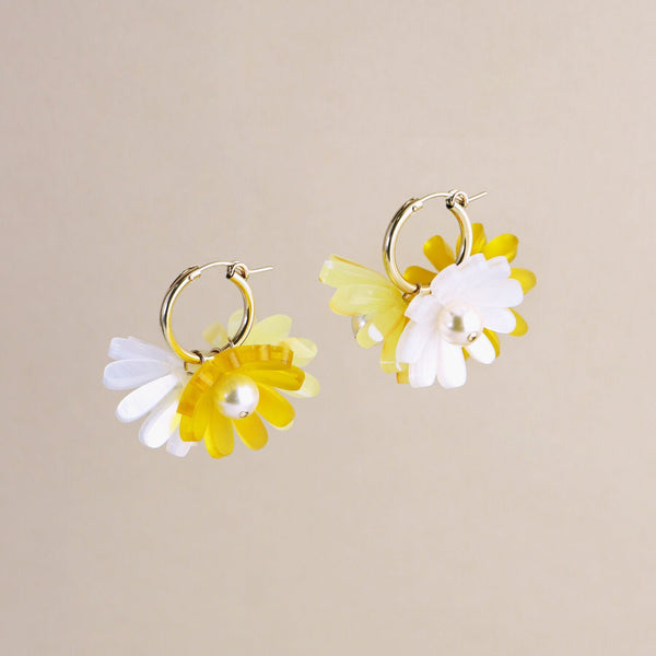 mondocherry - Wolf and Moon | daisy meadow hoop earrings | citrine - side