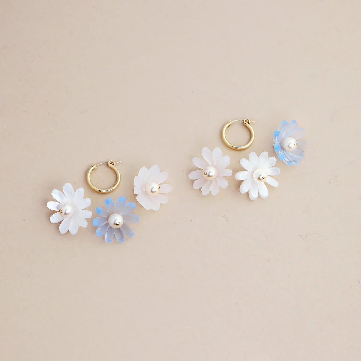 mondocherry - Wolf and Moon | daisy meadow hoop earrings | mist - separate