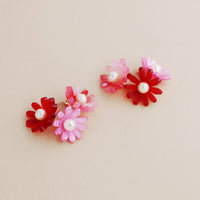 Wolf and Moon | daisy meadow hoop earrings | strawberry - flat