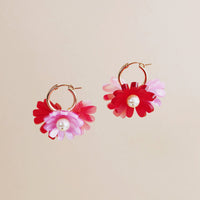 Wolf and Moon | daisy meadow hoop earrings | strawberry - hoops