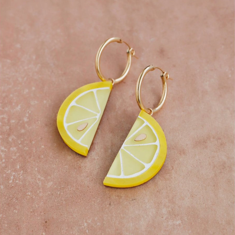 mondocherry - Wolf and Moon | lemon slice hoop earrings