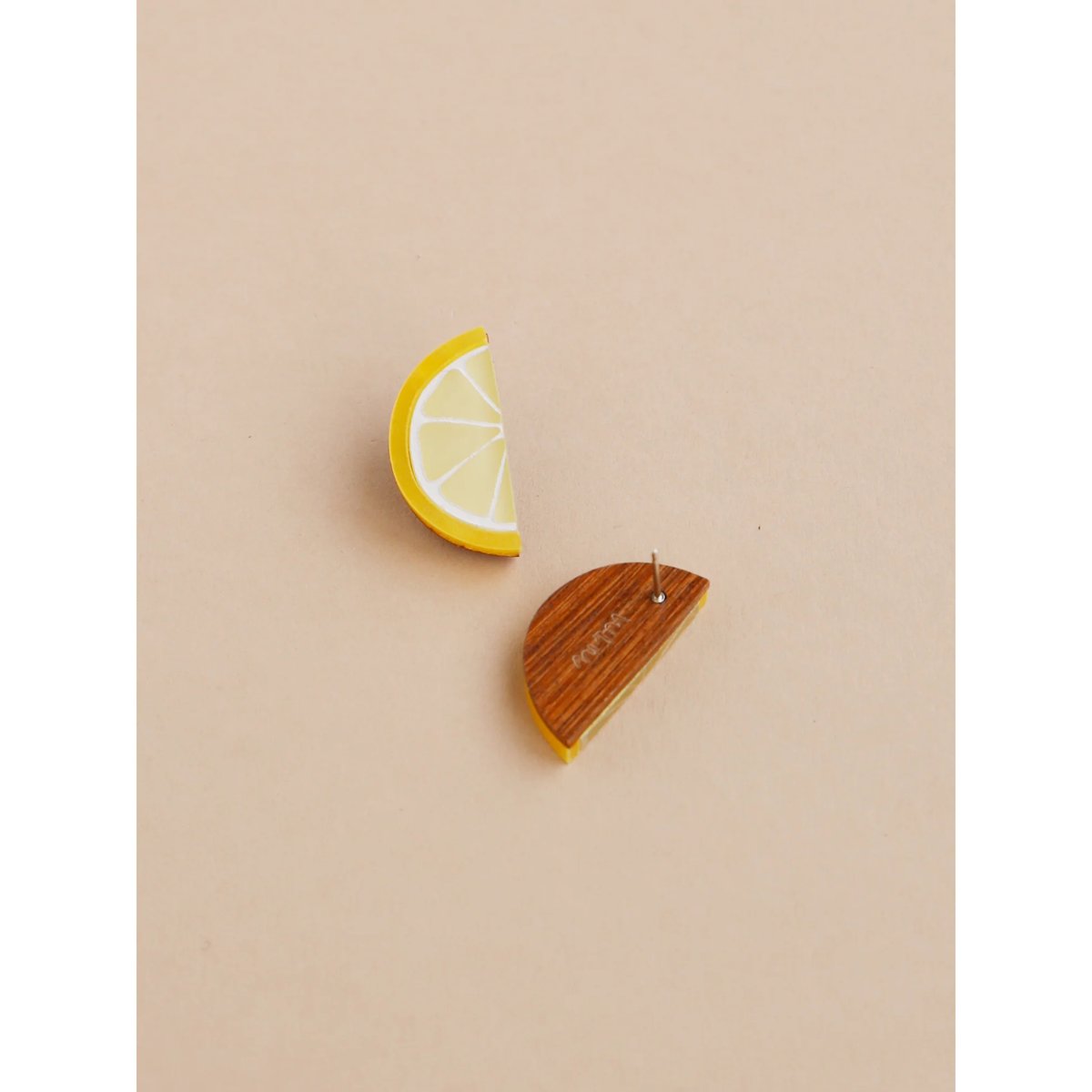 mondocherry - Wolf & Moon | lemon slice stud earrings - back