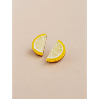 mondocherry - Wolf & Moon | lemon slice stud earrings - side