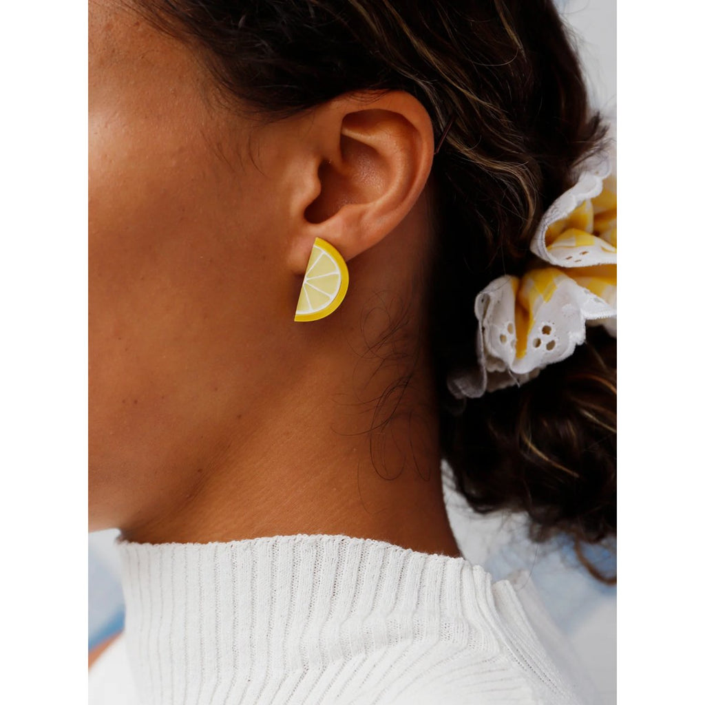 mondocherry - Wolf & Moon | lemon slice stud earrings - wear close