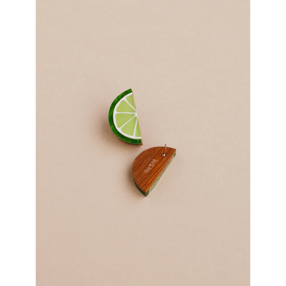 mondocherry - Wolf & Moon | lime slice stud earrings - back