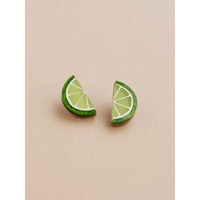 mondocherry - Wolf & Moon | lime slice stud earrings - side