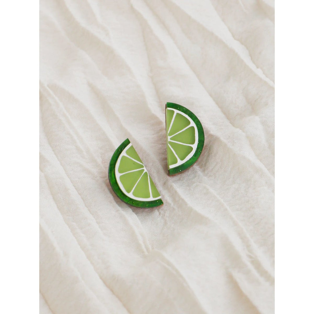 mondocherry - Wolf & Moon | lime slice stud earrings