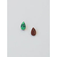 mondocherry - Wolf and Moon | raindrop stud earrings | emerald - back