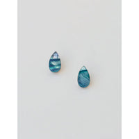 mondocherry - Wolf and Moon | raindrop stud earrings | sea blue - front