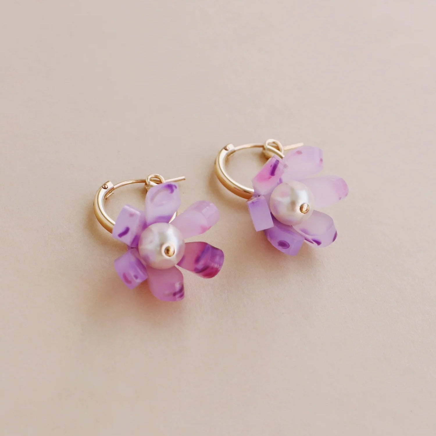 mondocherry - Wolf and Moon | tulip hoop earrings | lavender - side