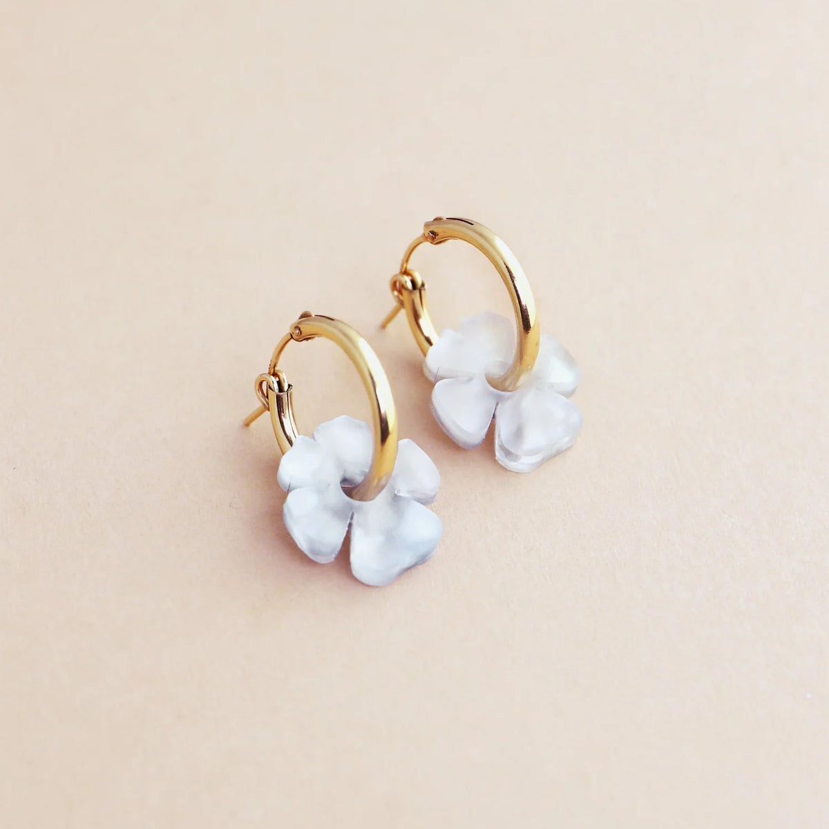 mondocherry - Wolf and Moon | violet hoop earrings | powder blue - side