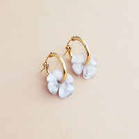 mondocherry - Wolf and Moon | violet hoop earrings | powder blue - side