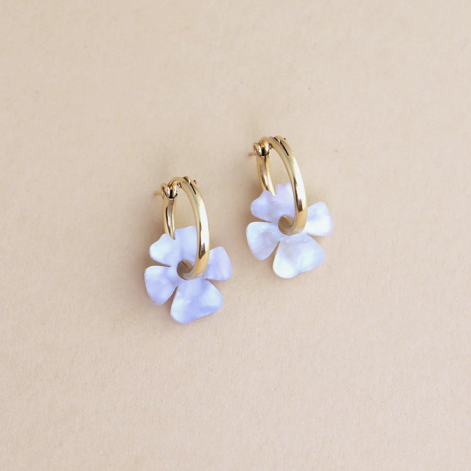 mondocherry - Wolf and Moon | violet hoop earrings | powder blue