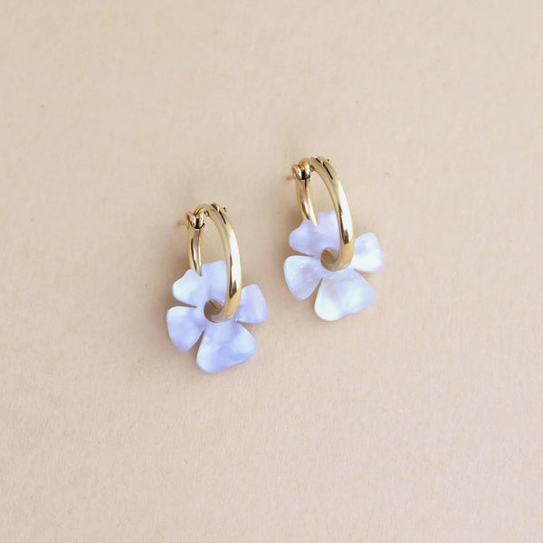 mondocherry - Wolf and Moon | violet hoop earrings | powder blue