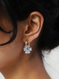 mondocherry - Wolf and Moon | violet hoop earrings | powder blue - close
