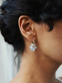 mondocherry - Wolf and Moon | violet hoop earrings | powder blue - close