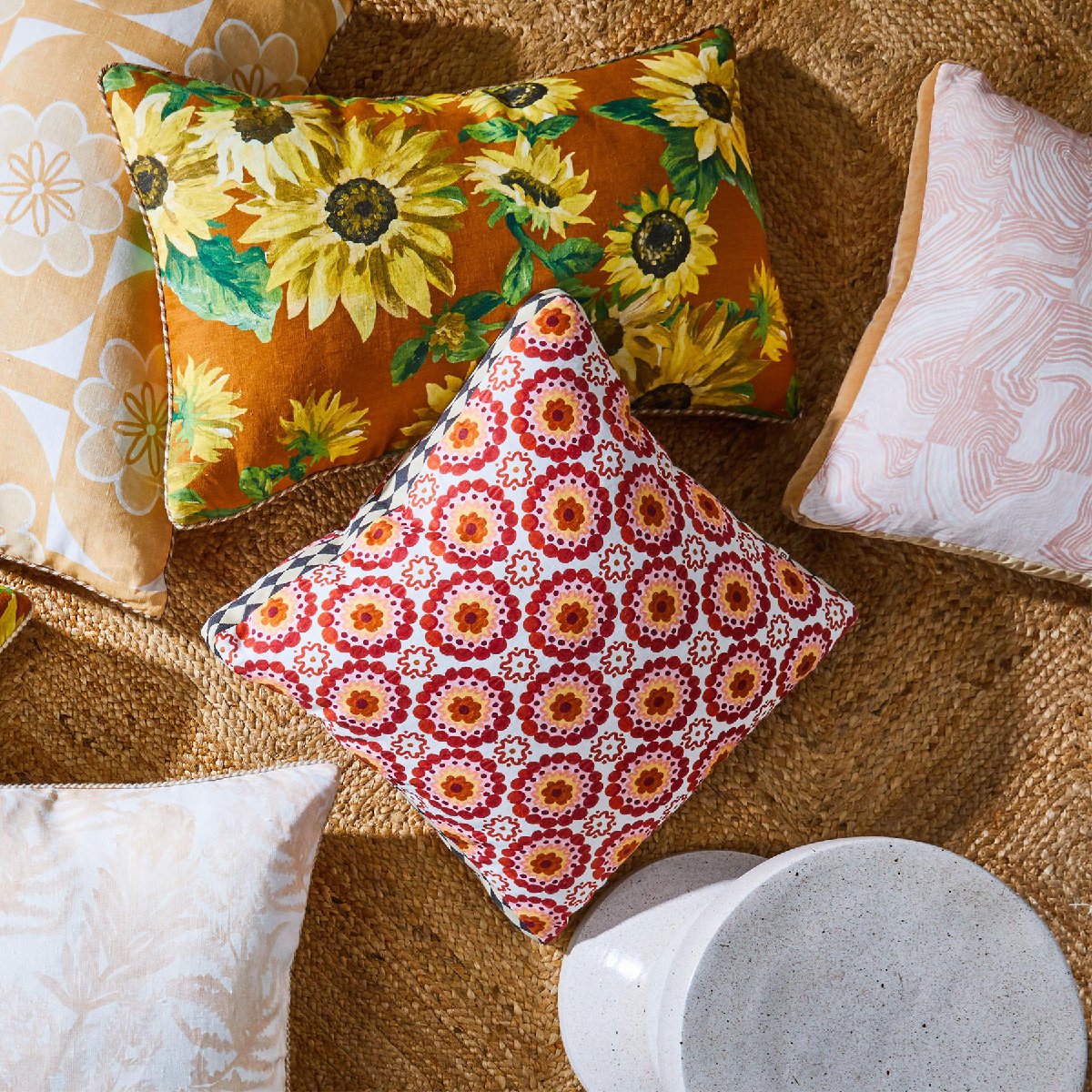 Bonnie and Neil | sunny linen cushion | rust - styled