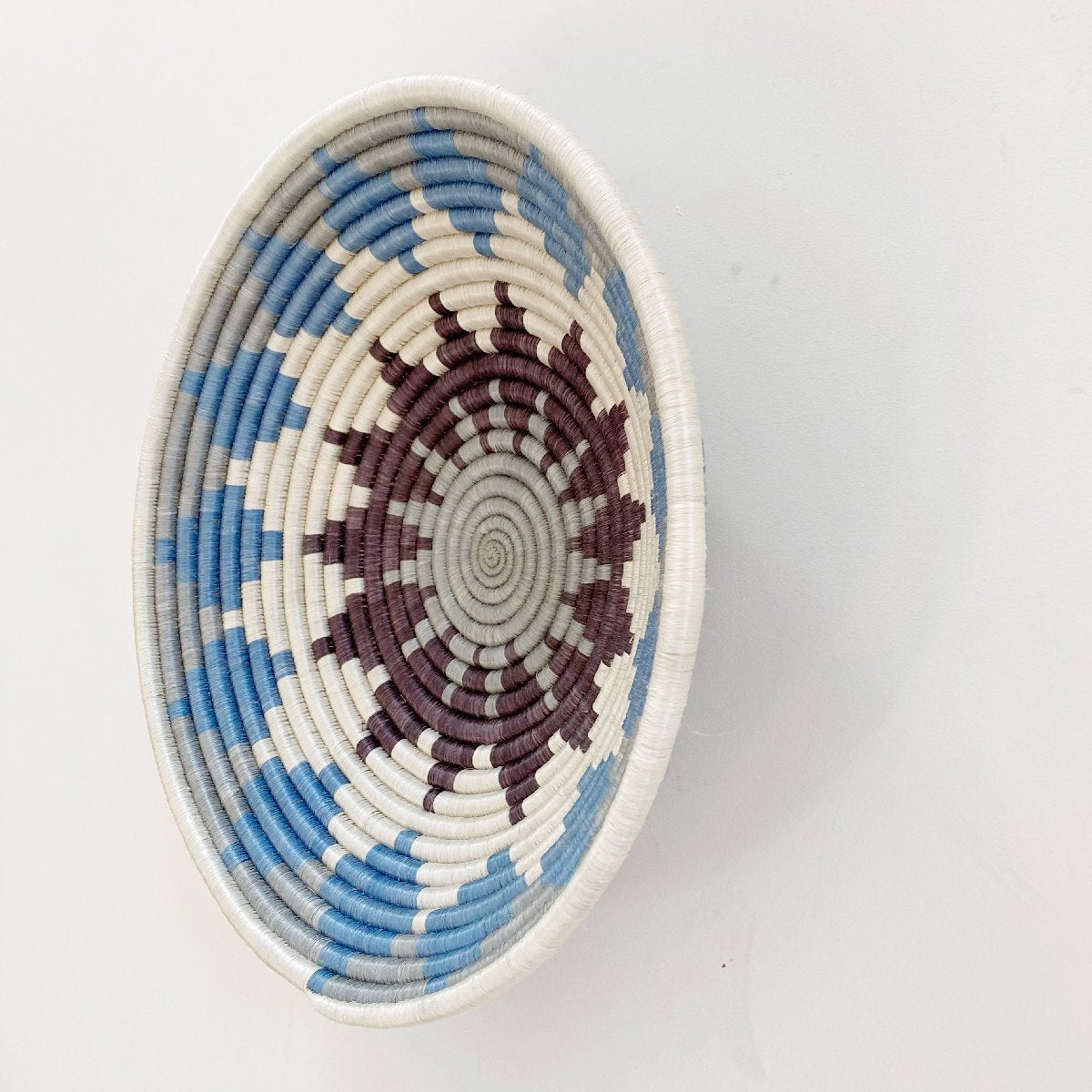 mondocherry - "Burst" African woven bowl | XL | sky blue #1 - wall