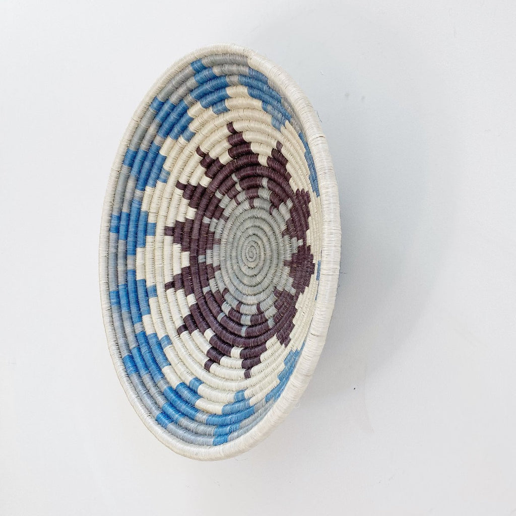 mondocherry - "Burst" African woven bowl | XL | sky blue #2 - wall