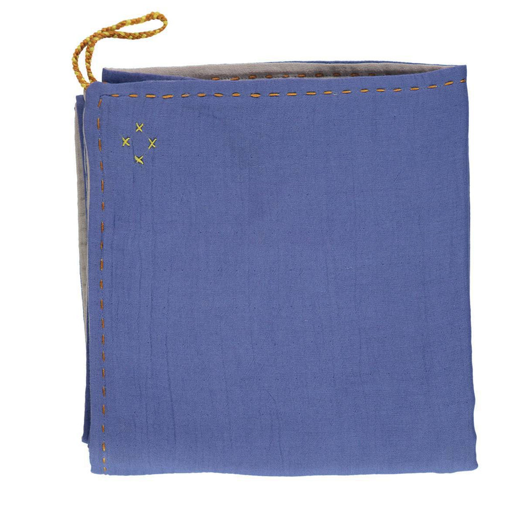 CL | reversible baby swaddle wrap | royal blue and ash - front