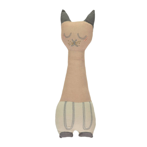 Camomile London | tall cat kids cushion | peach blossom and stone